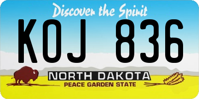 ND license plate KOJ836