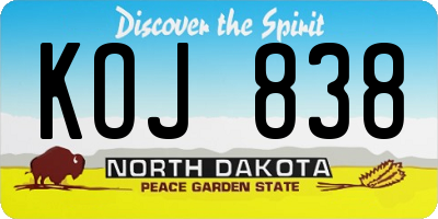ND license plate KOJ838