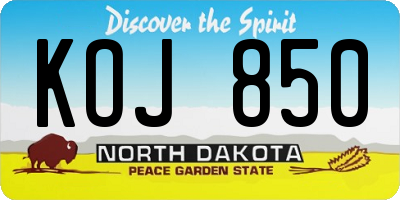 ND license plate KOJ850