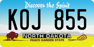 ND license plate KOJ855