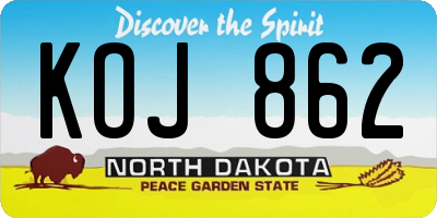 ND license plate KOJ862