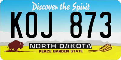 ND license plate KOJ873