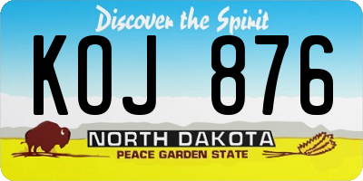 ND license plate KOJ876
