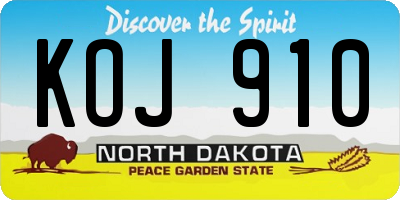 ND license plate KOJ910