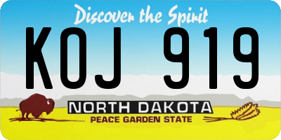 ND license plate KOJ919