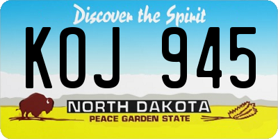 ND license plate KOJ945