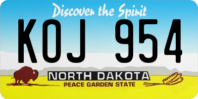 ND license plate KOJ954