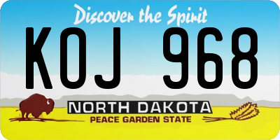 ND license plate KOJ968