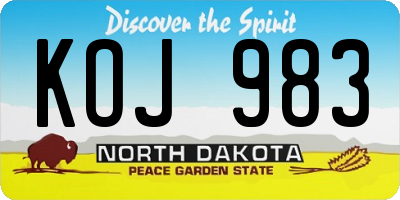 ND license plate KOJ983