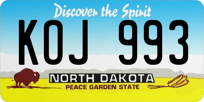ND license plate KOJ993