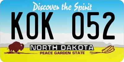 ND license plate KOK052