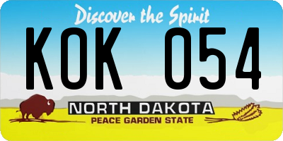 ND license plate KOK054