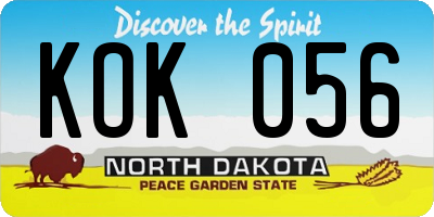ND license plate KOK056