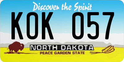 ND license plate KOK057