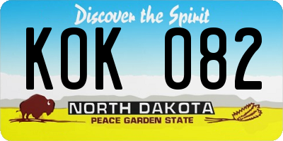 ND license plate KOK082