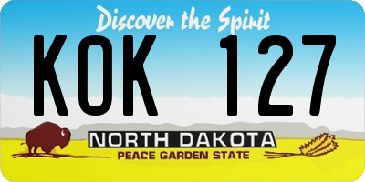 ND license plate KOK127
