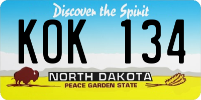 ND license plate KOK134
