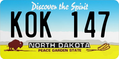 ND license plate KOK147