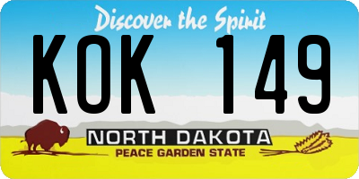 ND license plate KOK149