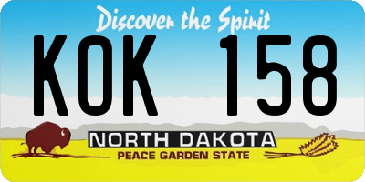 ND license plate KOK158