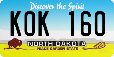 ND license plate KOK160
