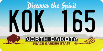 ND license plate KOK165