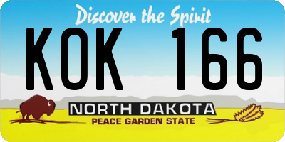 ND license plate KOK166