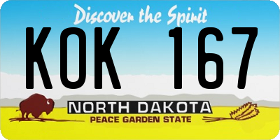 ND license plate KOK167