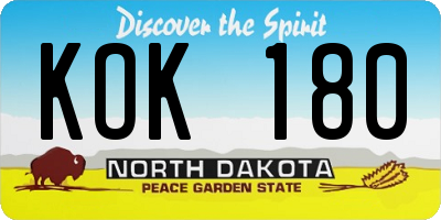 ND license plate KOK180