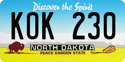 ND license plate KOK230