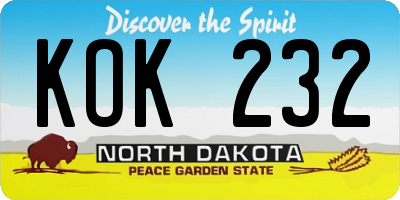ND license plate KOK232