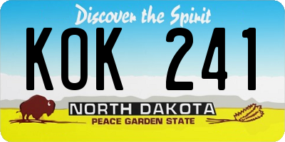 ND license plate KOK241