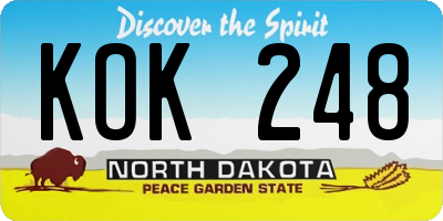 ND license plate KOK248