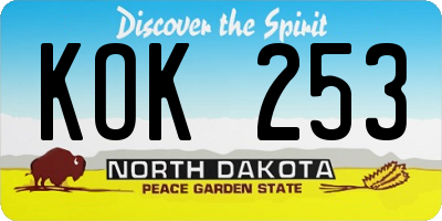 ND license plate KOK253