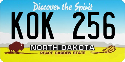 ND license plate KOK256