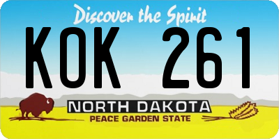 ND license plate KOK261