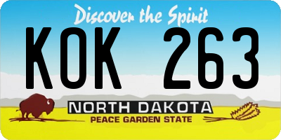 ND license plate KOK263