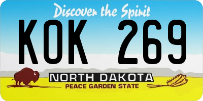 ND license plate KOK269