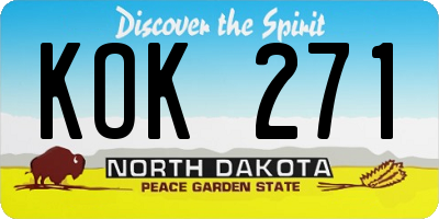 ND license plate KOK271