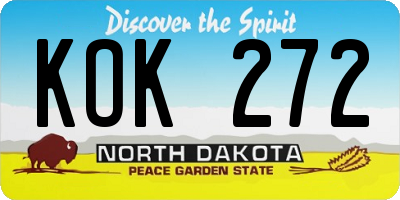 ND license plate KOK272