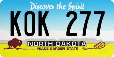 ND license plate KOK277