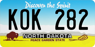 ND license plate KOK282