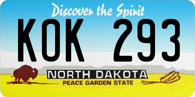 ND license plate KOK293