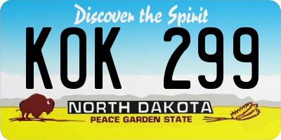 ND license plate KOK299