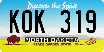 ND license plate KOK319