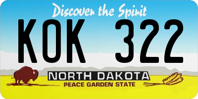 ND license plate KOK322