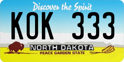 ND license plate KOK333