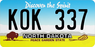 ND license plate KOK337