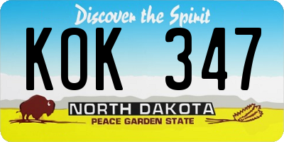 ND license plate KOK347