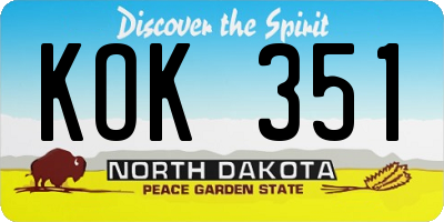 ND license plate KOK351
